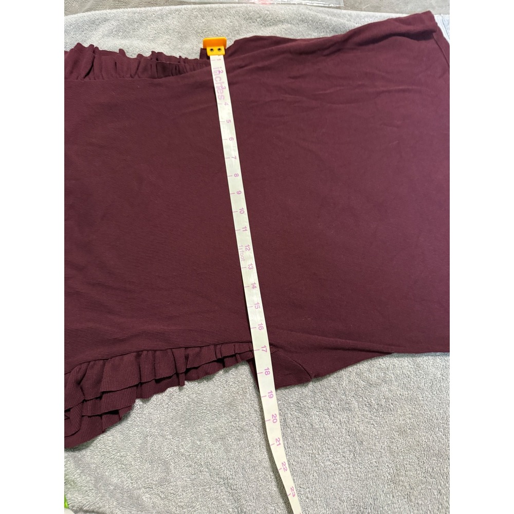 Gap Size XXL Ribbed Ruffle Short Sleeve Maroon Red Top Shirt Crew Neck Soft - Picture 5 of 7